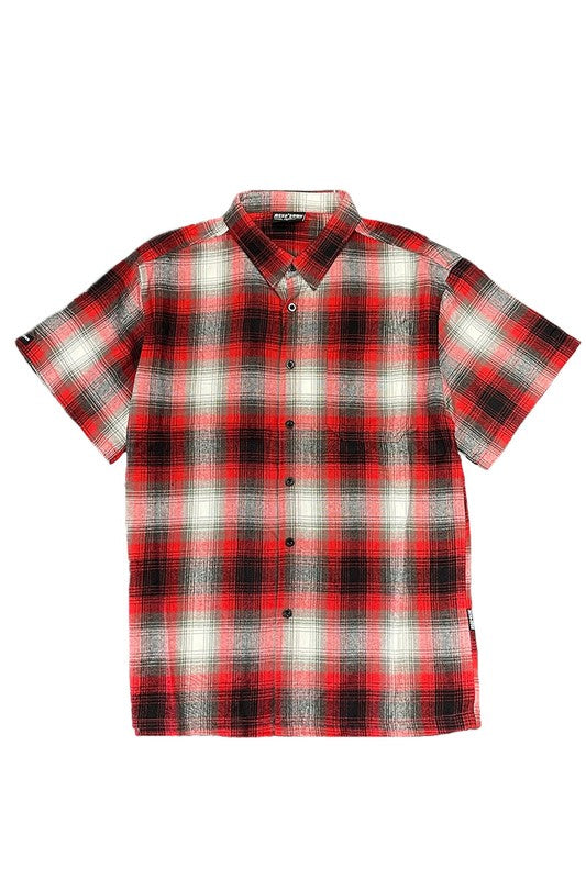 Mens Plaid Short Sleeve Flannel