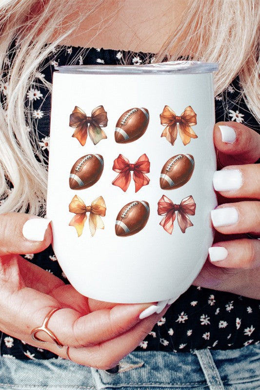 Game Day Football Fall Colored Bows  Wine Cup