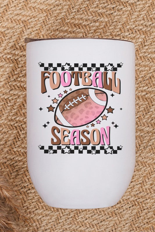 Game Day Pink Brown Football Season Wine Cup