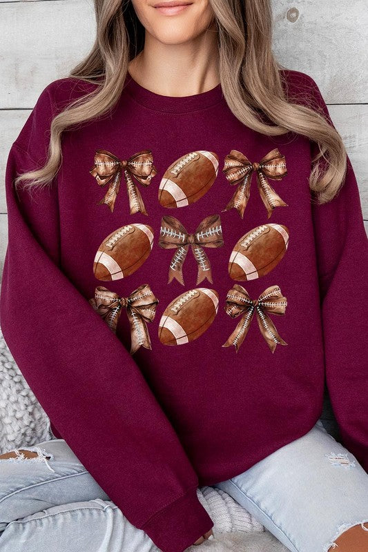 Coquette Football Bow Graphic Fleece Sweatshirts