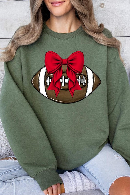 Red Bow Football Graphic Fleece Sweatshirts