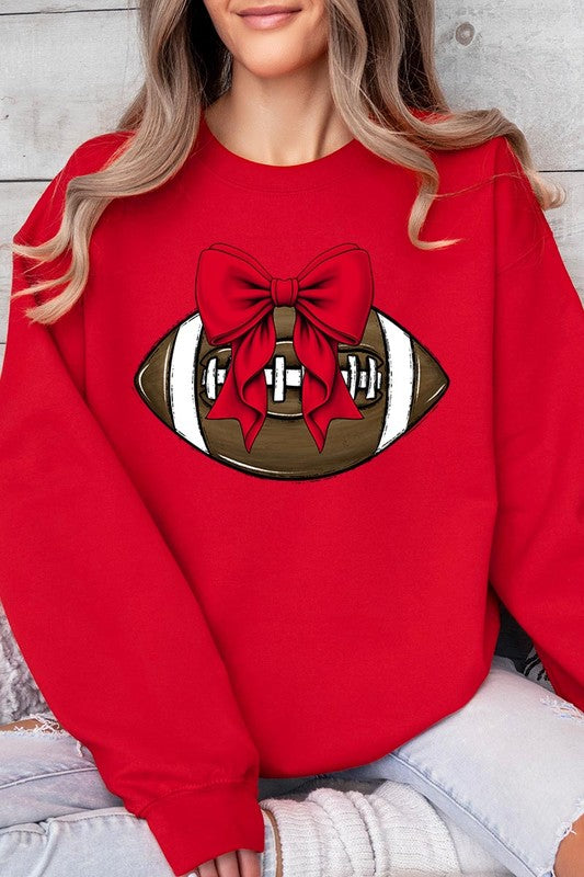 Red Bow Football Graphic Fleece Sweatshirts