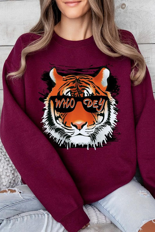 Who Dey Tiger Graphic Fleece Sweatshirts