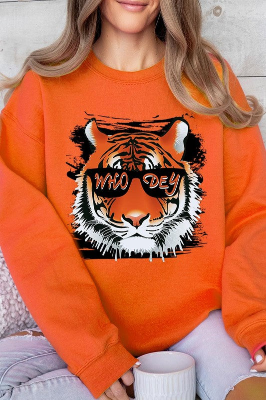 Who Dey Tiger Graphic Fleece Sweatshirts