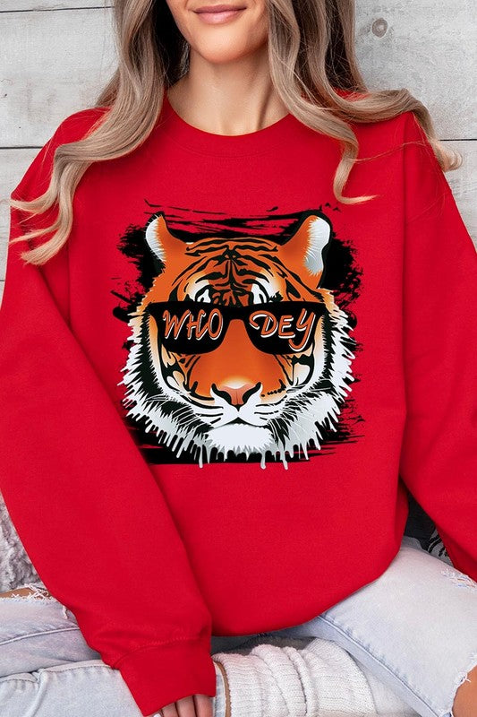 Who Dey Tiger Graphic Fleece Sweatshirts