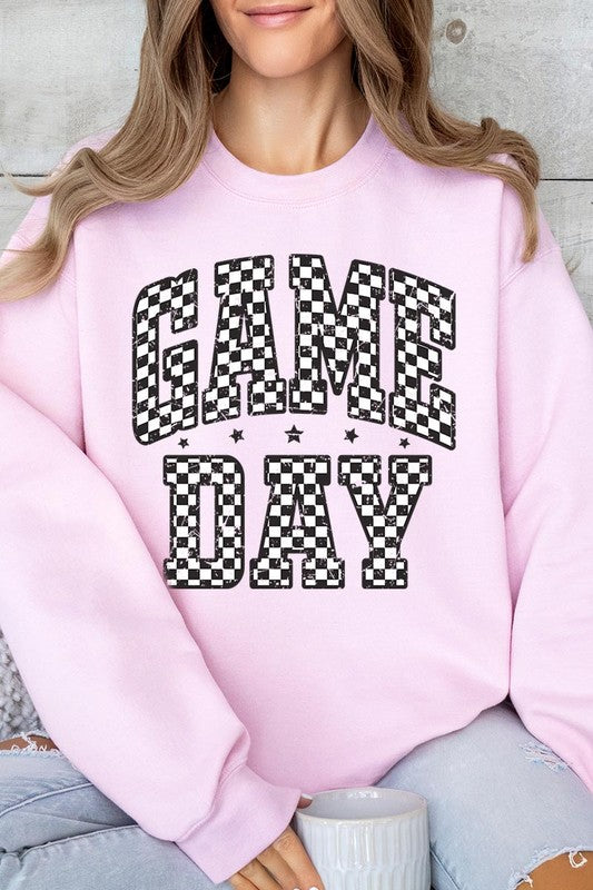 Checkered Game Day Graphic Fleece Sweatshirts