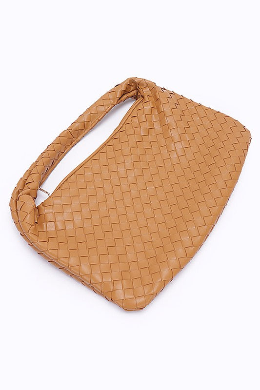 Weaved Faux Leather Soft Top Handle Shoulder Bag