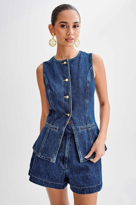 WOMEN FASHION DENIM TWO PIECE SET