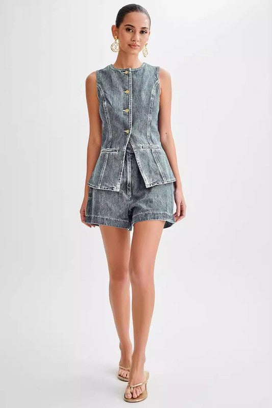 WOMEN FASHION DENIM TWO PIECE SET