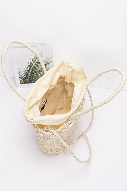 Sea Shell Iconic Faux Straw Tote Basket