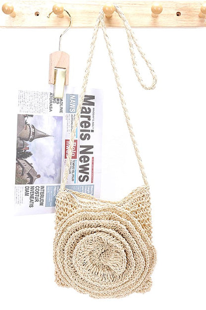 Faux Straw Large Flower Swing Crossbody Bag