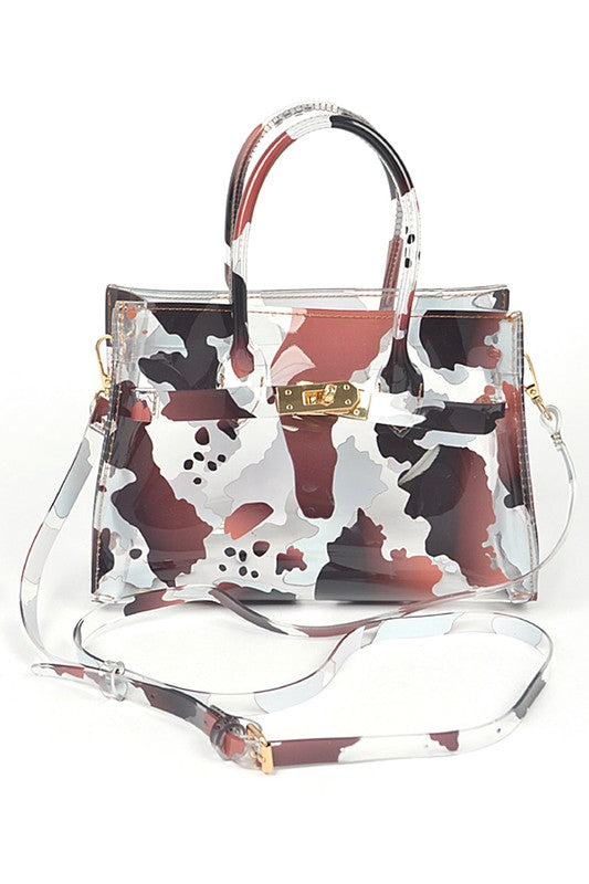 Cleared Cow Print Convertible Bag