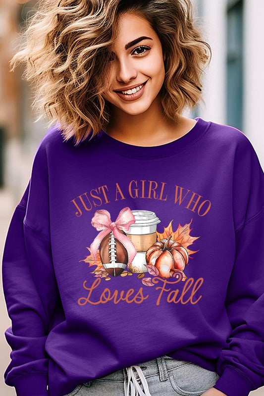 Girl Loves Fall Graphic Fleece Sweatshirts