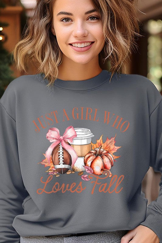 Girl Loves Fall Graphic Fleece Sweatshirts