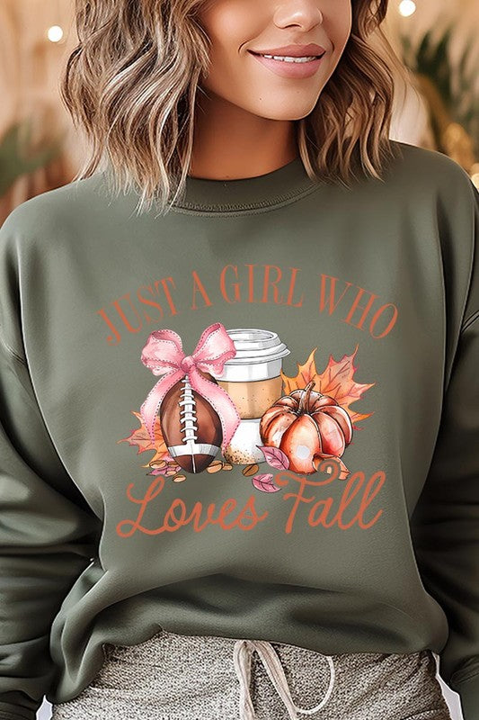 Girl Loves Fall Graphic Fleece Sweatshirts