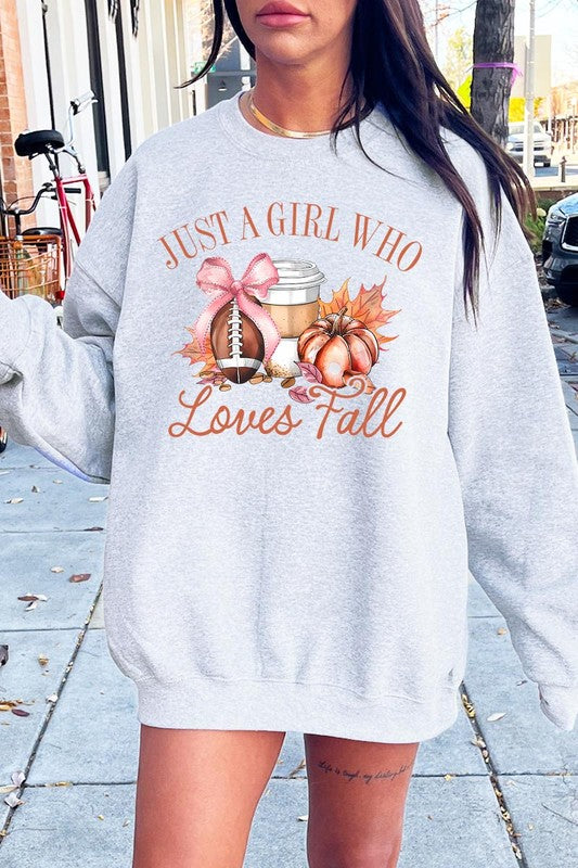 Girl Loves Fall Graphic Fleece Sweatshirts