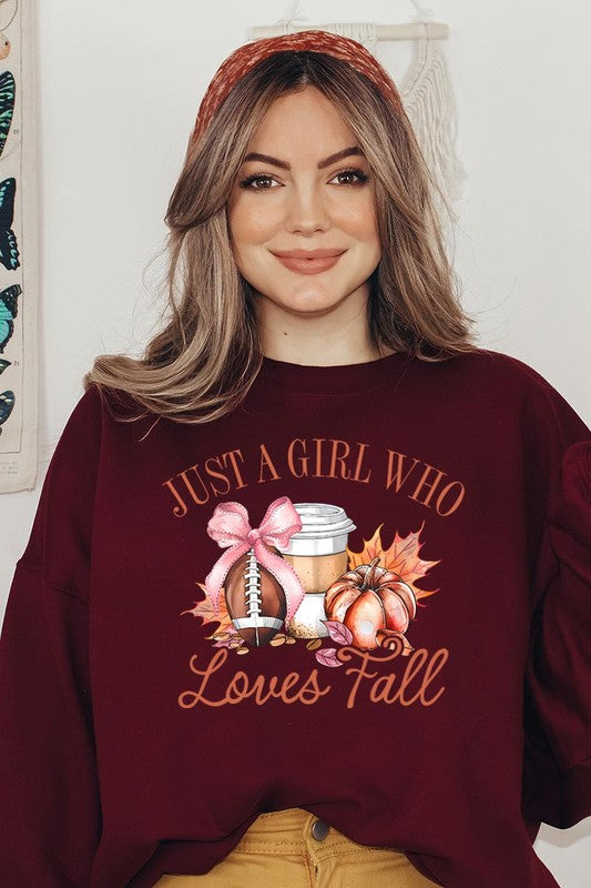 Girl Loves Fall Graphic Fleece Sweatshirts