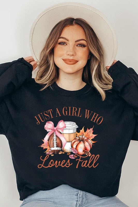 Girl Loves Fall Graphic Fleece Sweatshirts