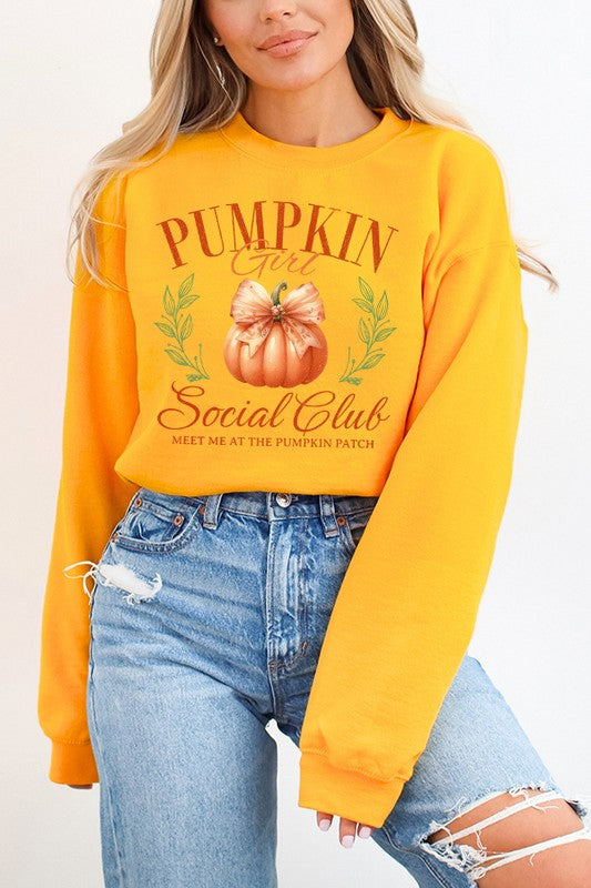 Fall Pumpkin Girl Social Club Graphic Sweatshirt