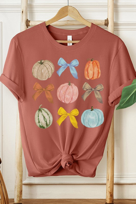 Fall Pumpkins Gourds Bows Autumn Tee