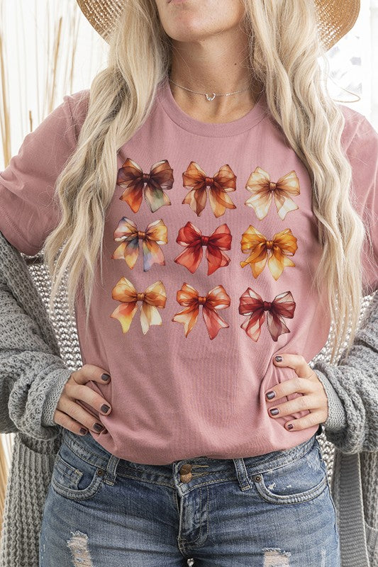 Fall Autumn Colored Bows Stack Graphic Tee