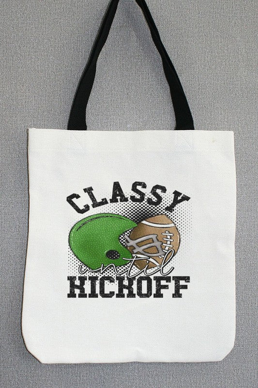 GameDay Green Helmet Classy Until Kickoff Tote Bag