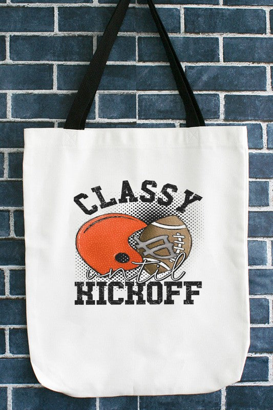 GameDay Orange Helmet Classy Until Kickoff Tote