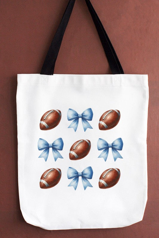 GameDay Football Blue Bows Stack Tote Bag