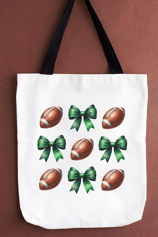 GameDay Football Green Bows Tote Bag