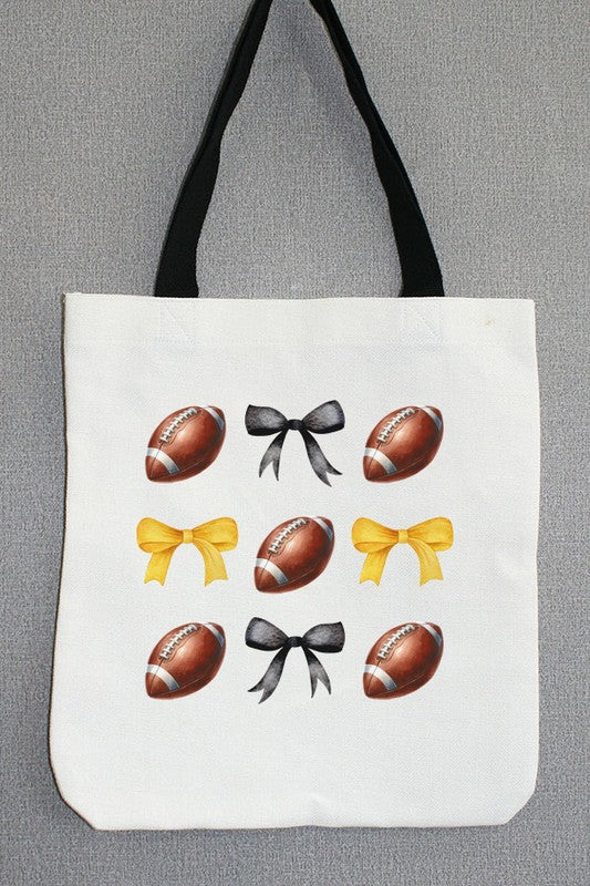 GameDay Football Black Yellow Bows Tote Bag