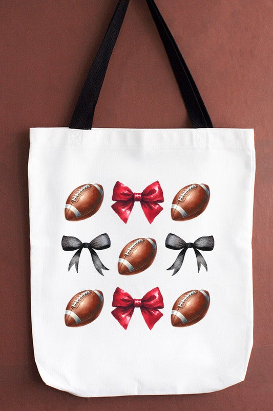 GameDay Football Black Red Bows Tote Bag