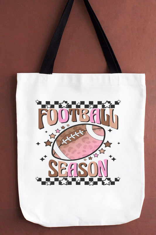 GameDay Pink Brown Football Season Tote Bag