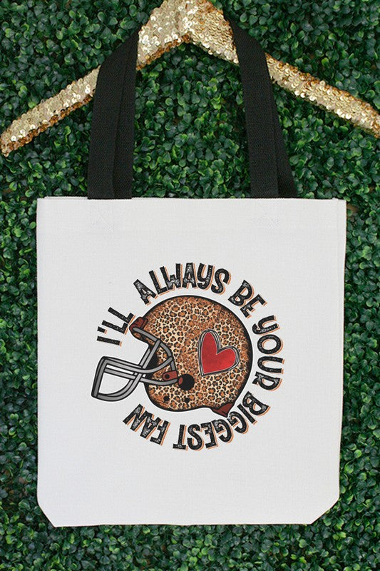 GameDay Leopard Helmet Biggest Fan Tote Bag