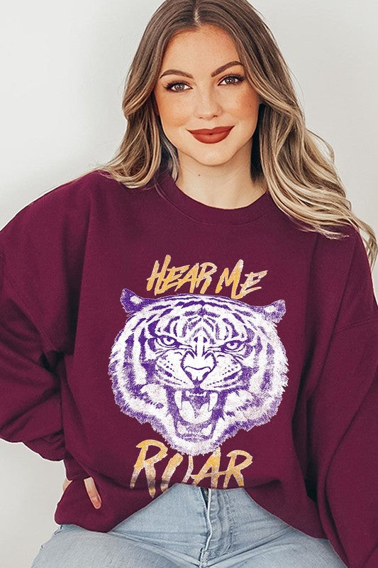 Hear Me Roar Tiger Graphic Fleece Sweatshirts