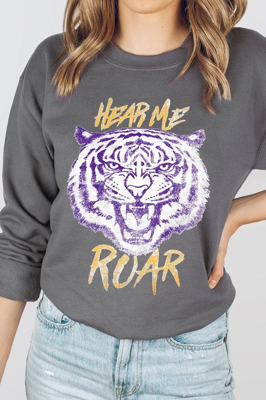 Hear Me Roar Tiger Graphic Fleece Sweatshirts