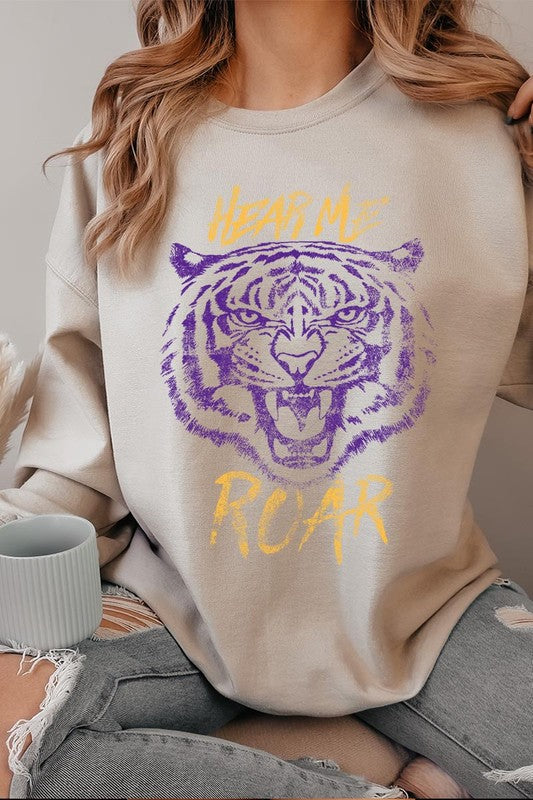 Hear Me Roar Tiger Graphic Fleece Sweatshirts