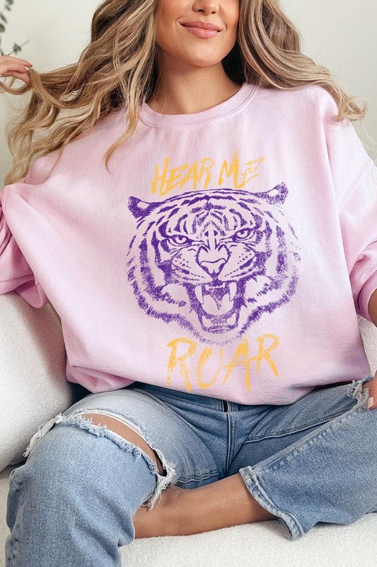 Hear Me Roar Tiger Graphic Fleece Sweatshirts