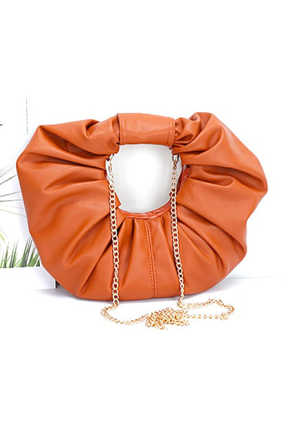 Pleated Circle Faux Leather Circle Clutch