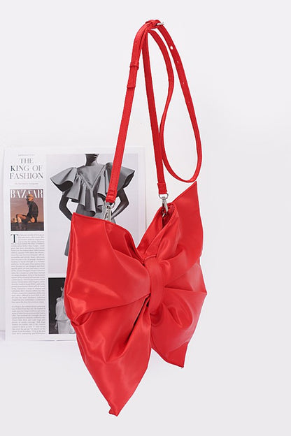 Oversize Satin Bow Convertible Clutch Swing Bag