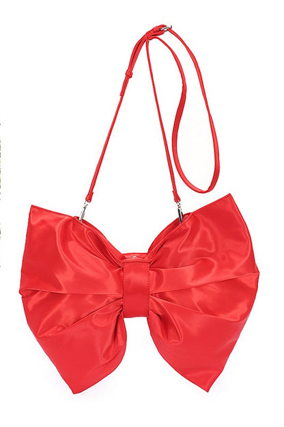 Oversize Satin Bow Convertible Clutch Swing Bag