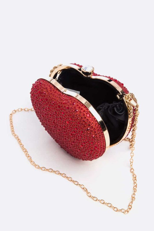 Rhinestone Pave Heart Shape Party Box Clutch