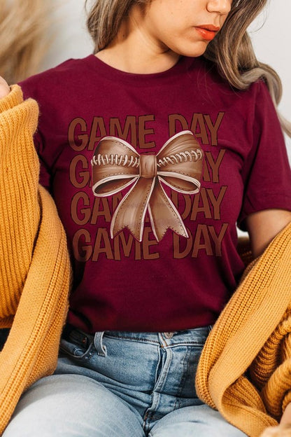 Game Day Football Bow Graphic Tee