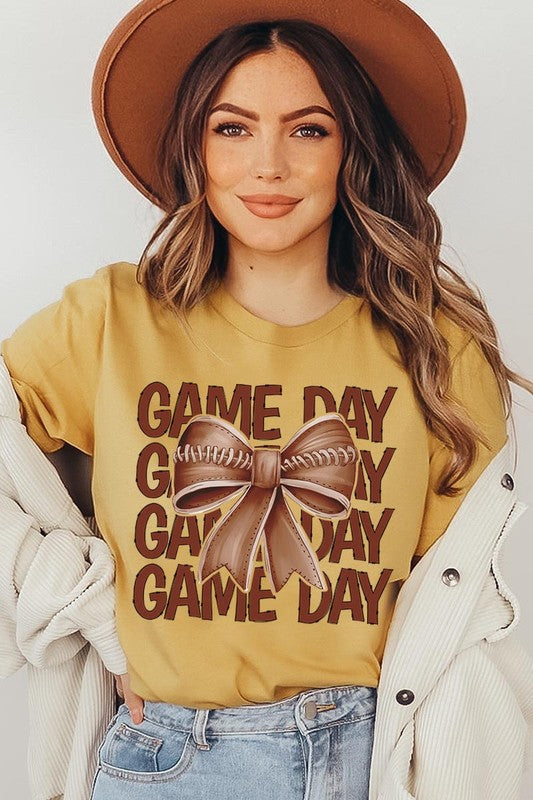 Game Day Football Bow Graphic Tee