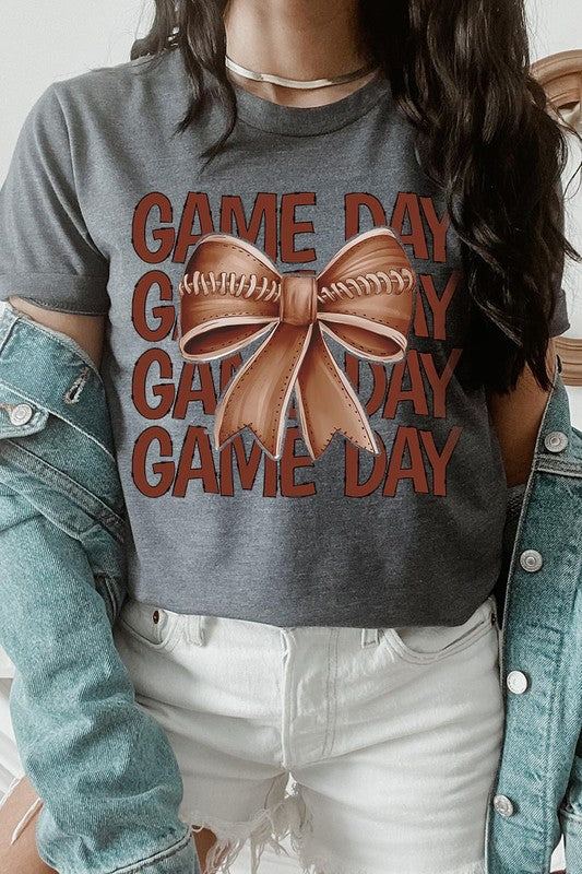 Game Day Football Bow Graphic Tee