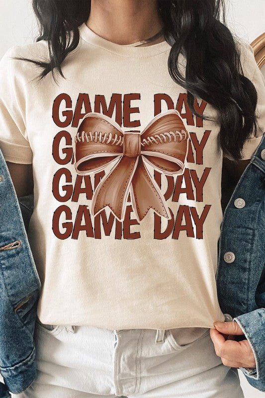 Game Day Football Bow Graphic Tee