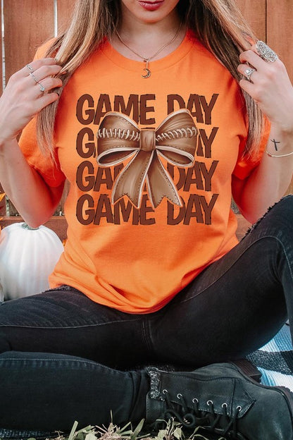 Game Day Football Bow Graphic Tee