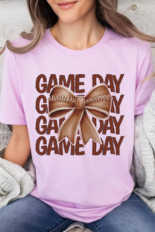 Game Day Football Bow Graphic Tee