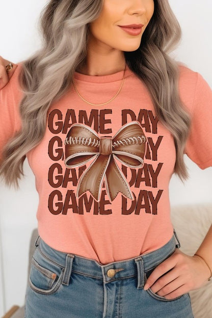 Game Day Football Bow Graphic Tee