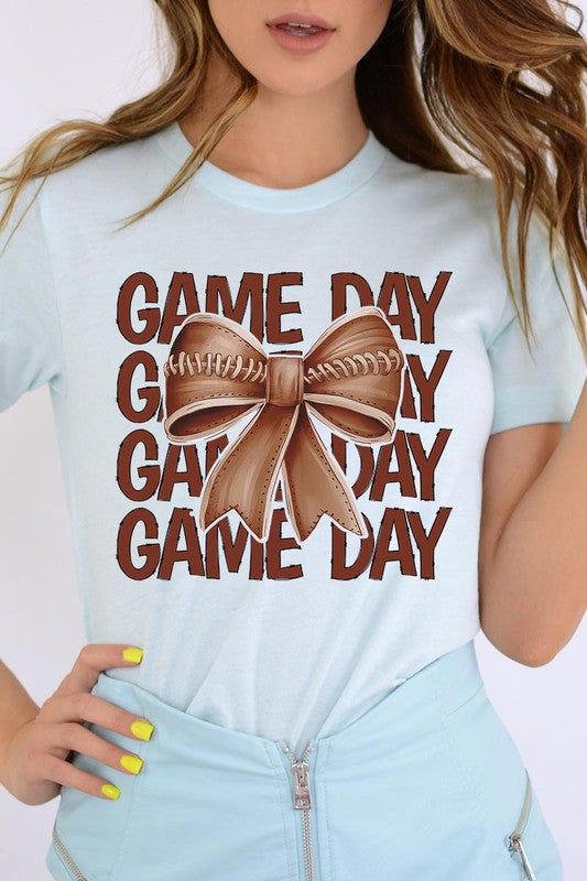 Game Day Football Bow Graphic Tee