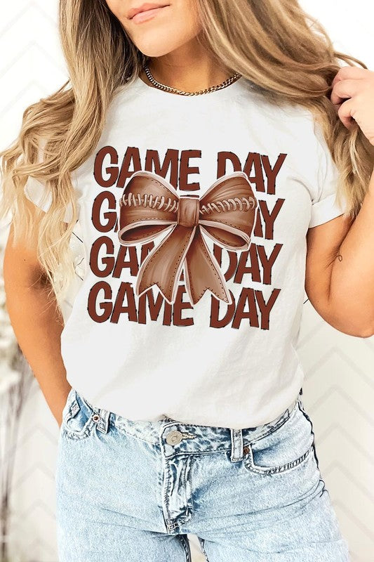 Game Day Football Bow Graphic Tee